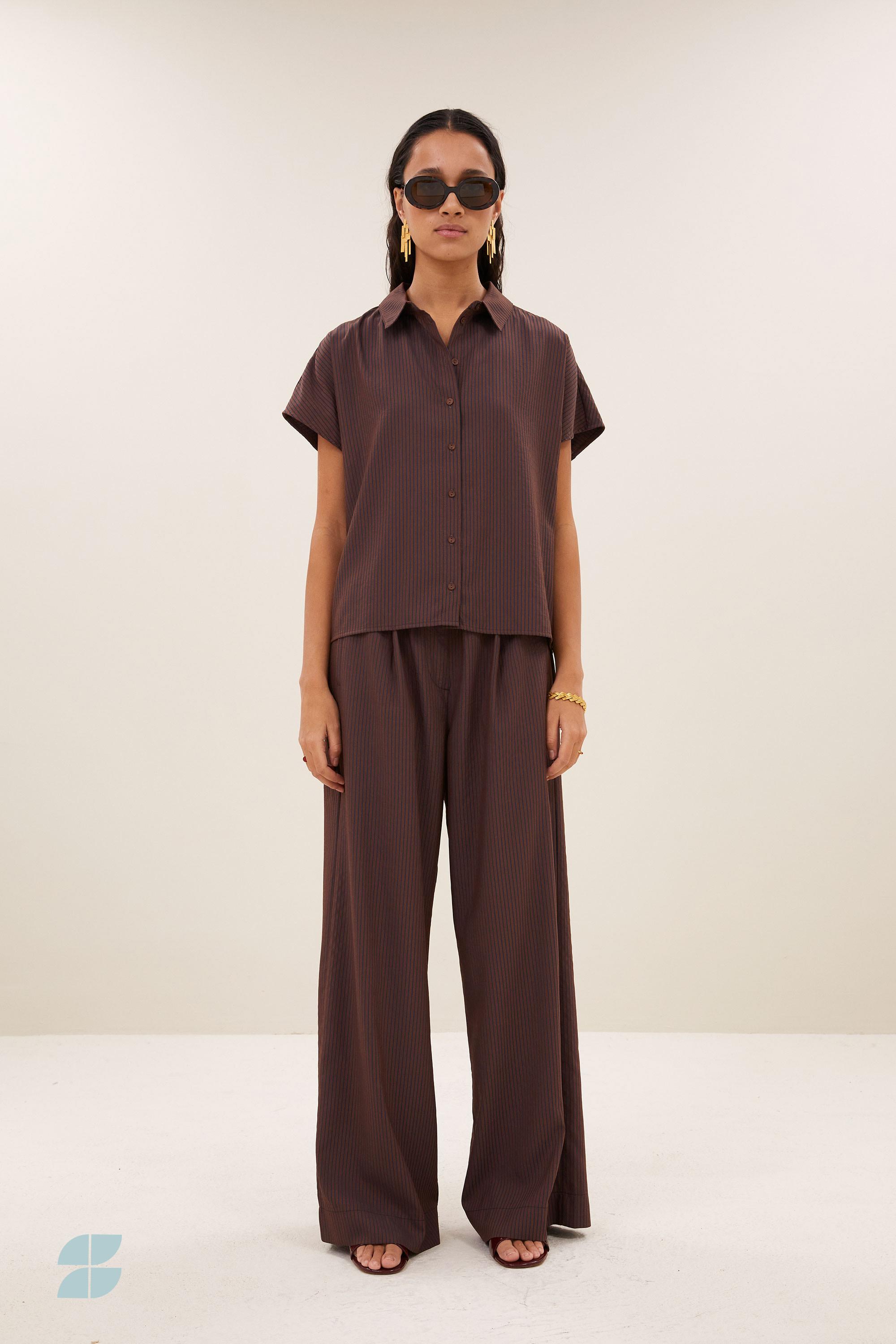 By-Bar Barley Tan Stripe Blouse Damen Bluse braun